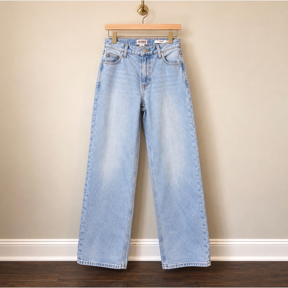 Guess Originals Baggy Jeans Light Wash High Rise Wide Leg Denim Size 25